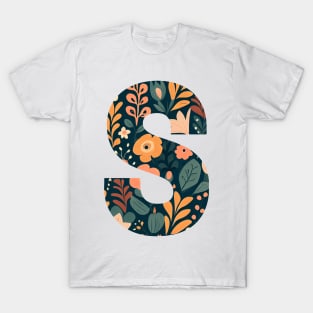 Whimsical Floral Letter S T-Shirt